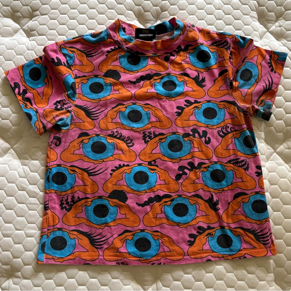 Nooworks Pink and Orange Eye Print Crop Top